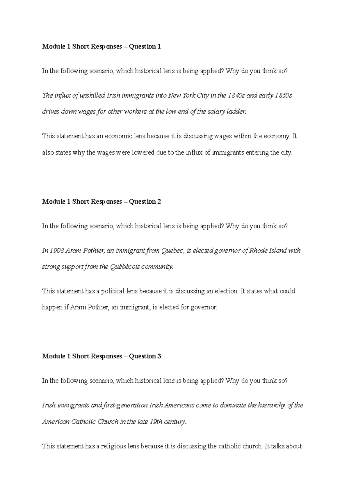 Mod 1 Short Responses - Module 1 Short Responses – Question 1 In the ...