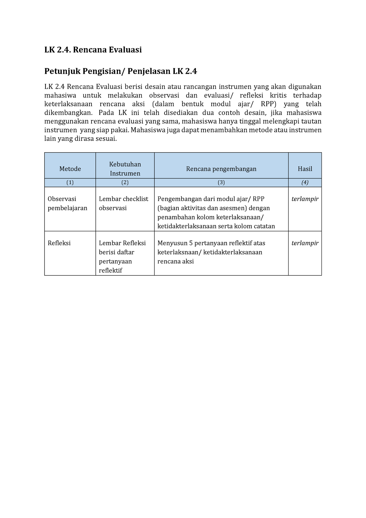 LK 2.4 Rencana Evaluasi PPG DALJAB 2023 - LK 2. Rencana Evaluasi ...