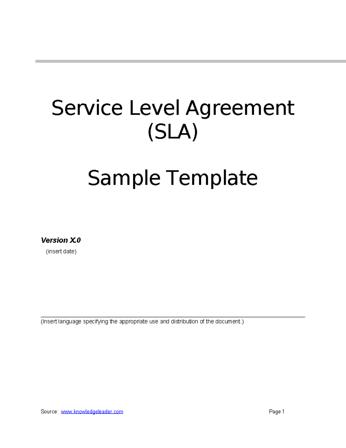 Service Level Agreement (SLA) - Sample Template - Service Level ...