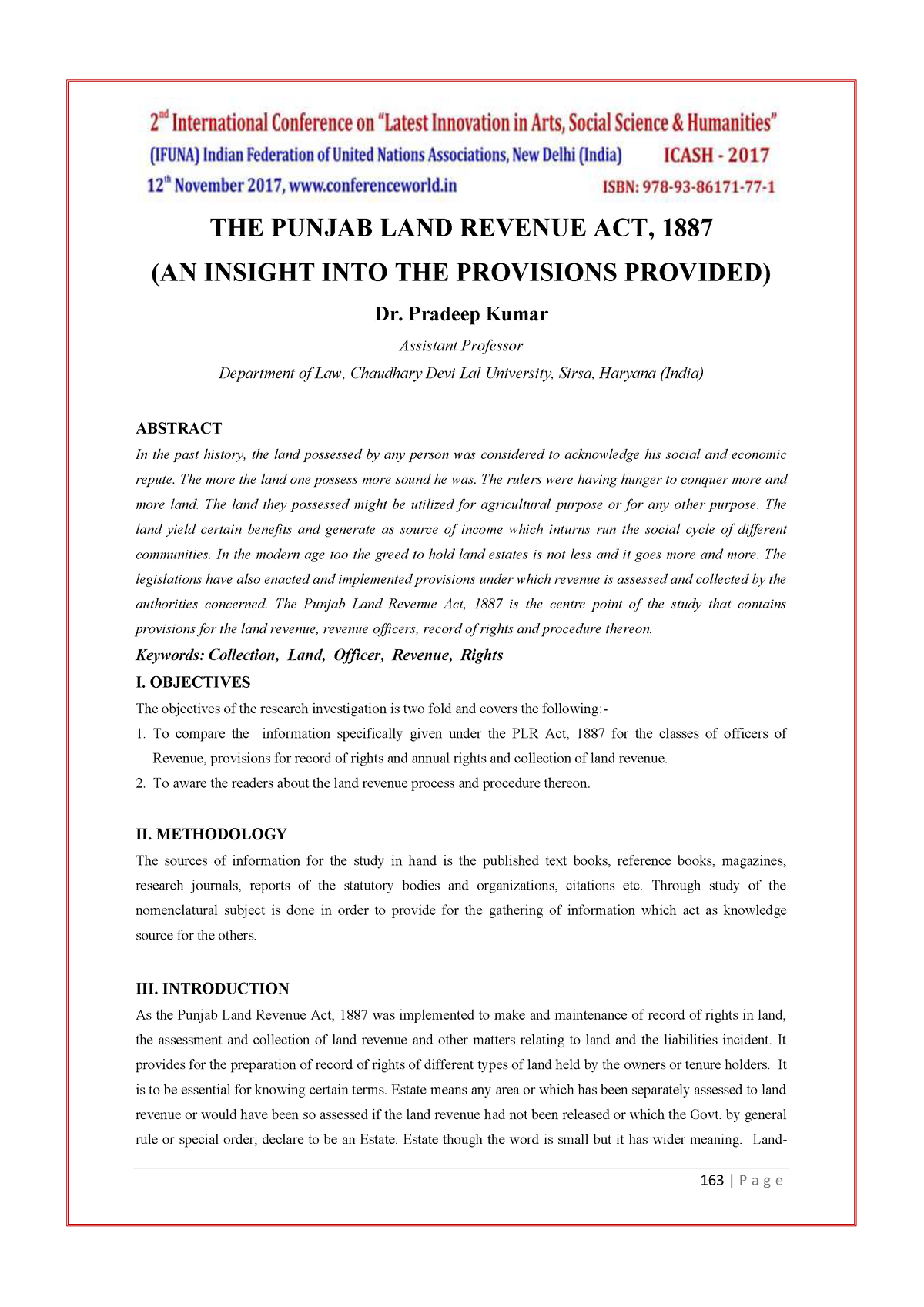 Punjab 1887 THE PUNJAB LAND REVENUE ACT 1887 AN INSIGHT INTO THE   Thumb 1200 1697 