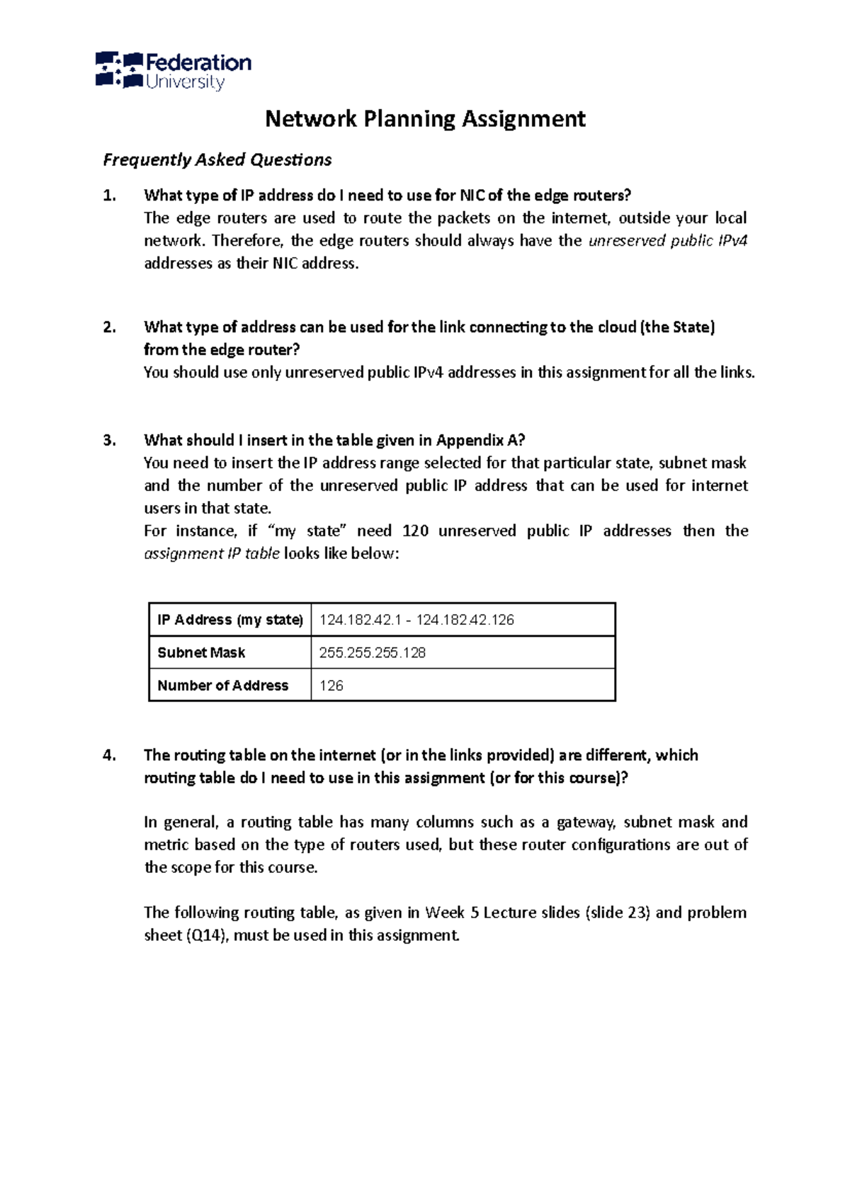 network planning assignment