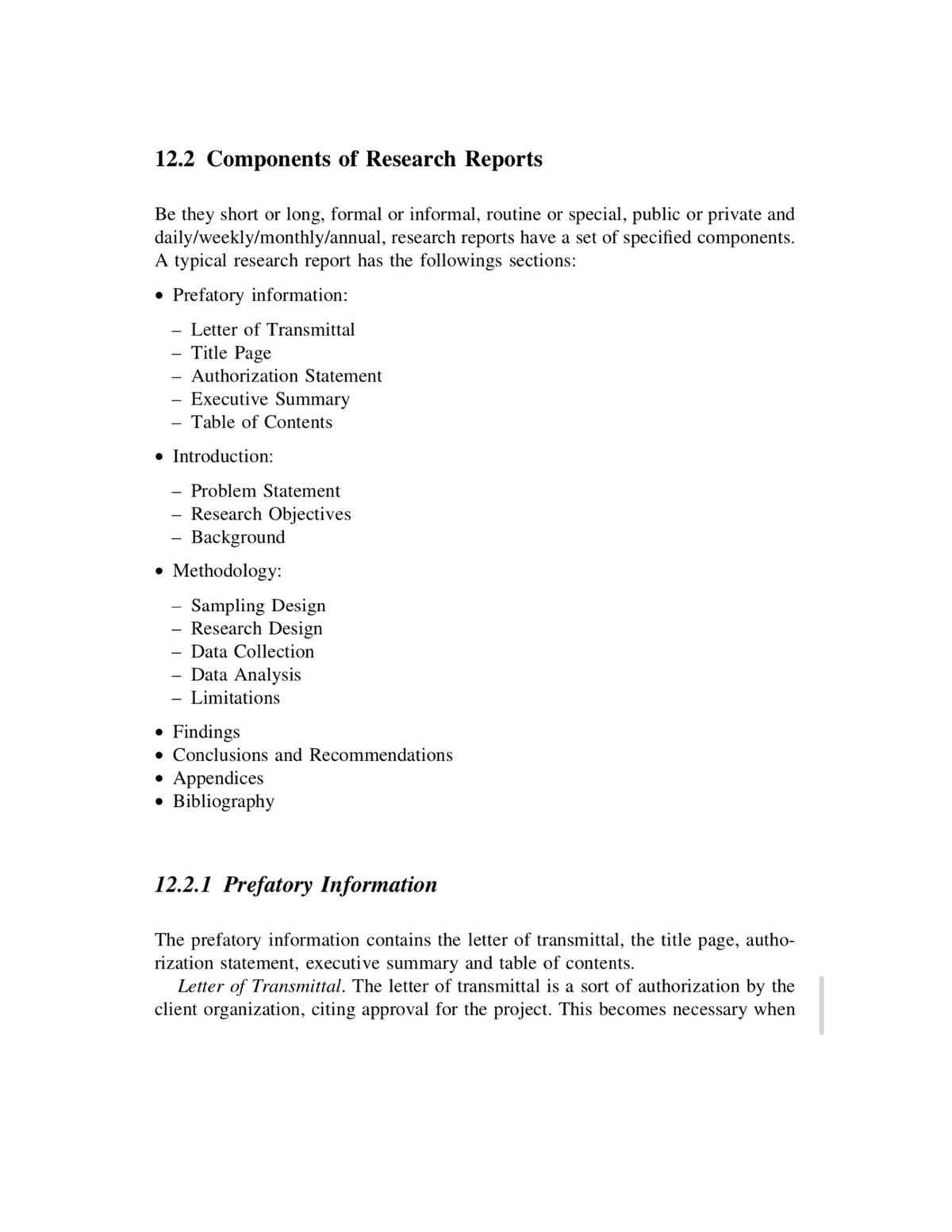 components-of-research-reports-business-research-studocu