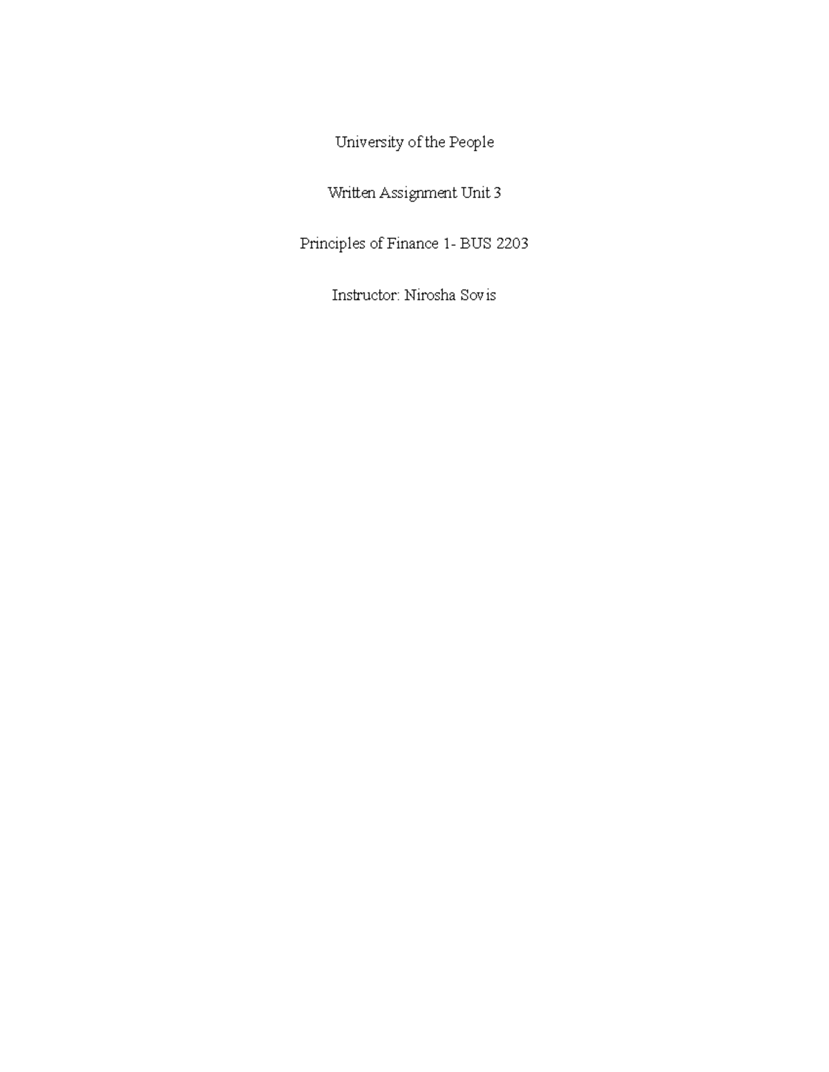 Written assignment - unit 3 - University of the People Written ...