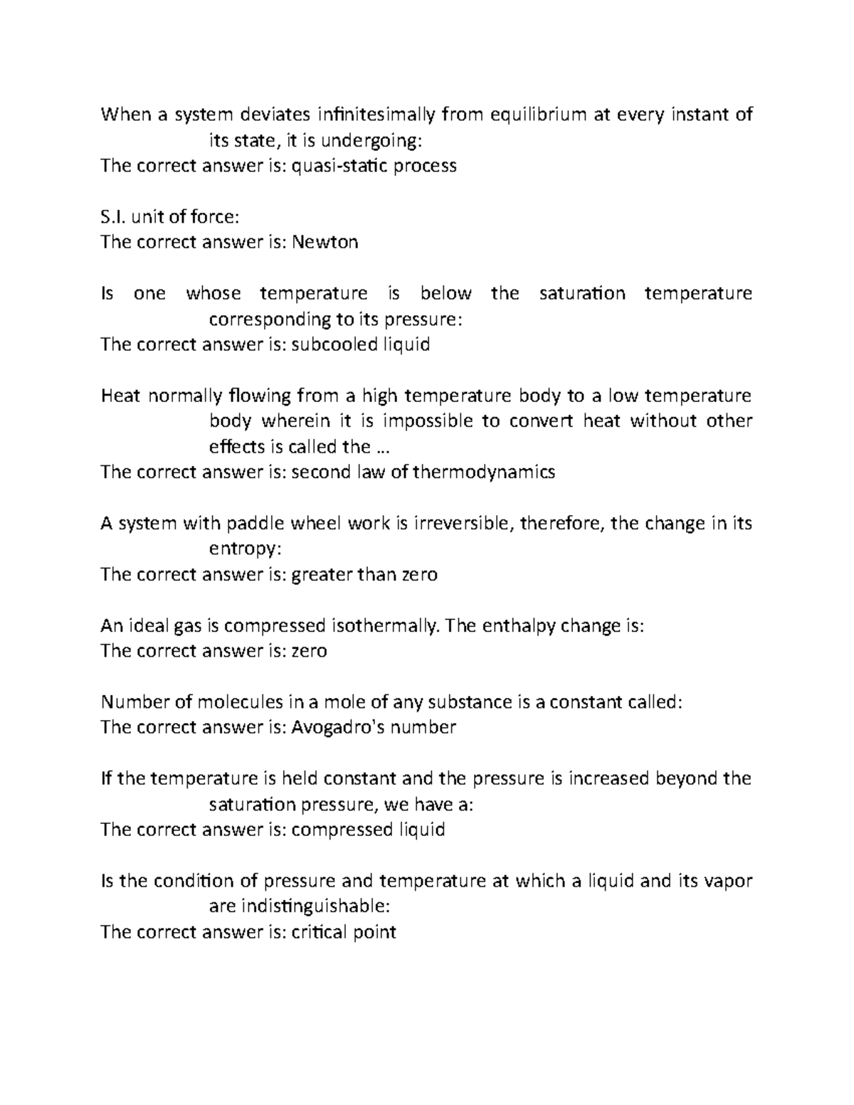 Mechanical Engineering Questions (11) When a system deviates