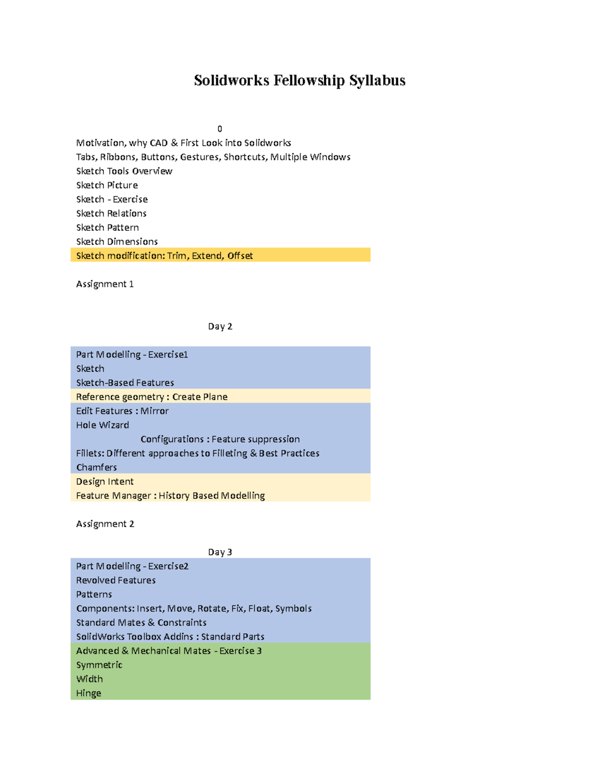Solidworks-Fellowship-Syllabus - Solidworks Fellowship Syllabus 0 ...