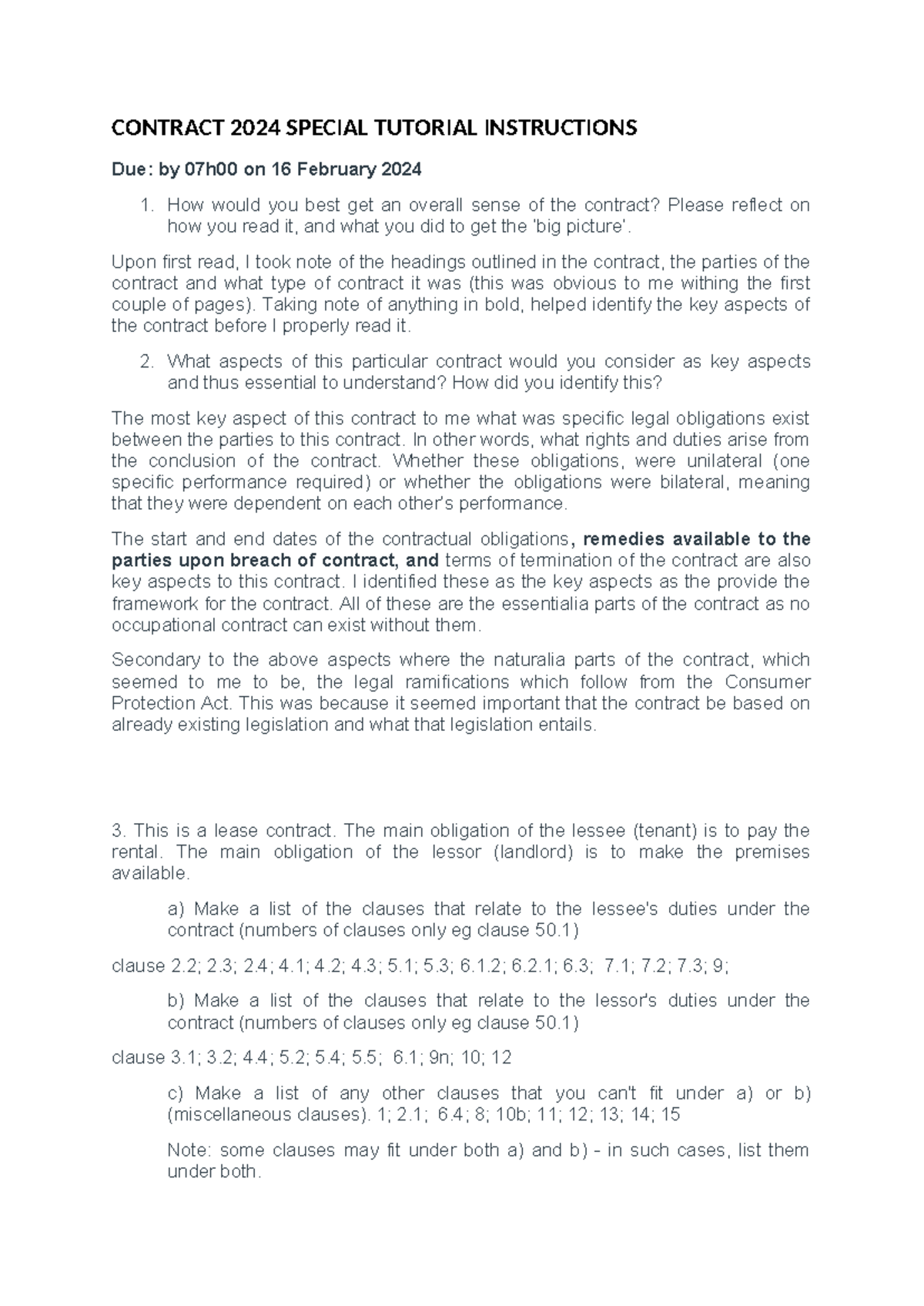 Tutorial Practise Contract Class Semester 1 Contract 2024 Special