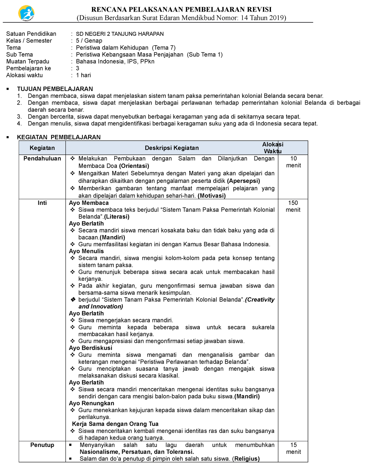 Rencana Pelaksanaan Pembelajaran Revisi - RENCANA PELAKSANAAN ...