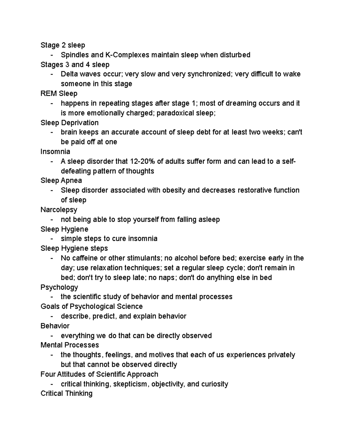 Aaaaa psychology 604 Definitions and notes taken directly from