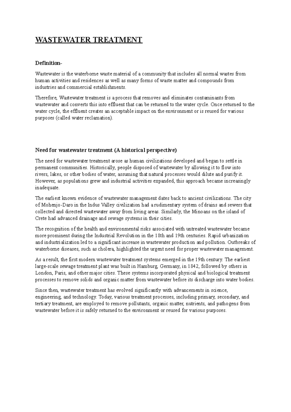 Wastewater Treatment Ability Enhancement Course Delhi University