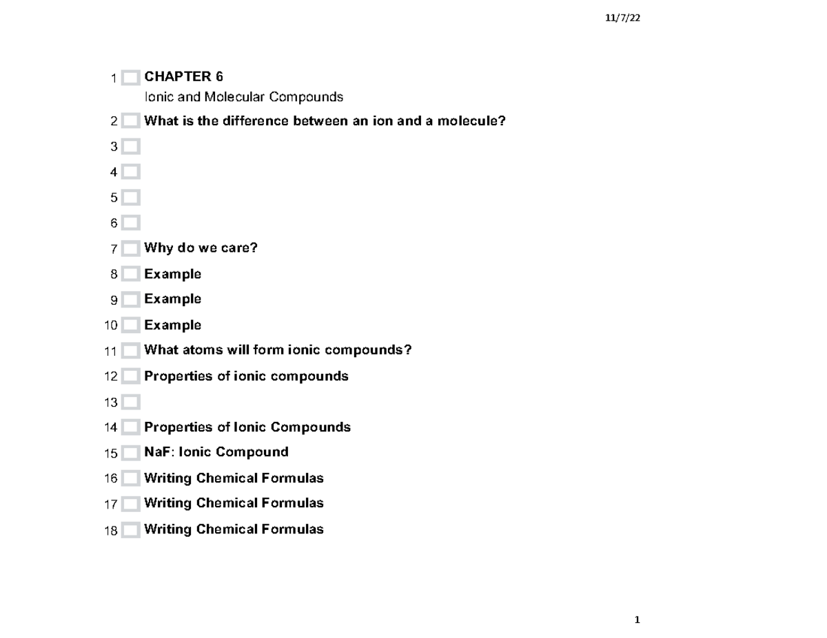 Chapter 6 Ionic and Molecular Compounds - 11/7/ CHAPTER 6 Ionic and ...