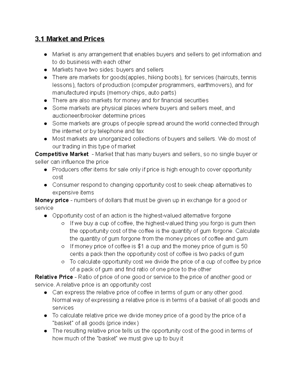 Chapter 3.1 Market and Prices 3 Market and Prices Market is any