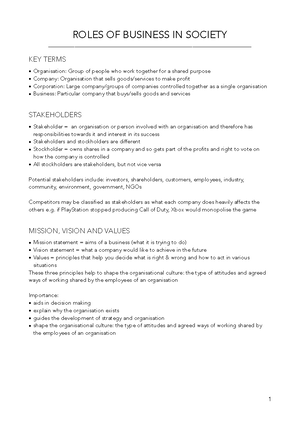 BUSS1000 Notes - INTRODUCTION AND THE FUTURE OF BUSINESS Megatrends ...