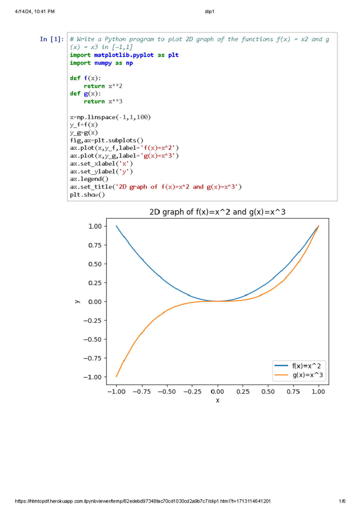 Python slip solution - In [1]: # Write a Python program to plot 2D ...
