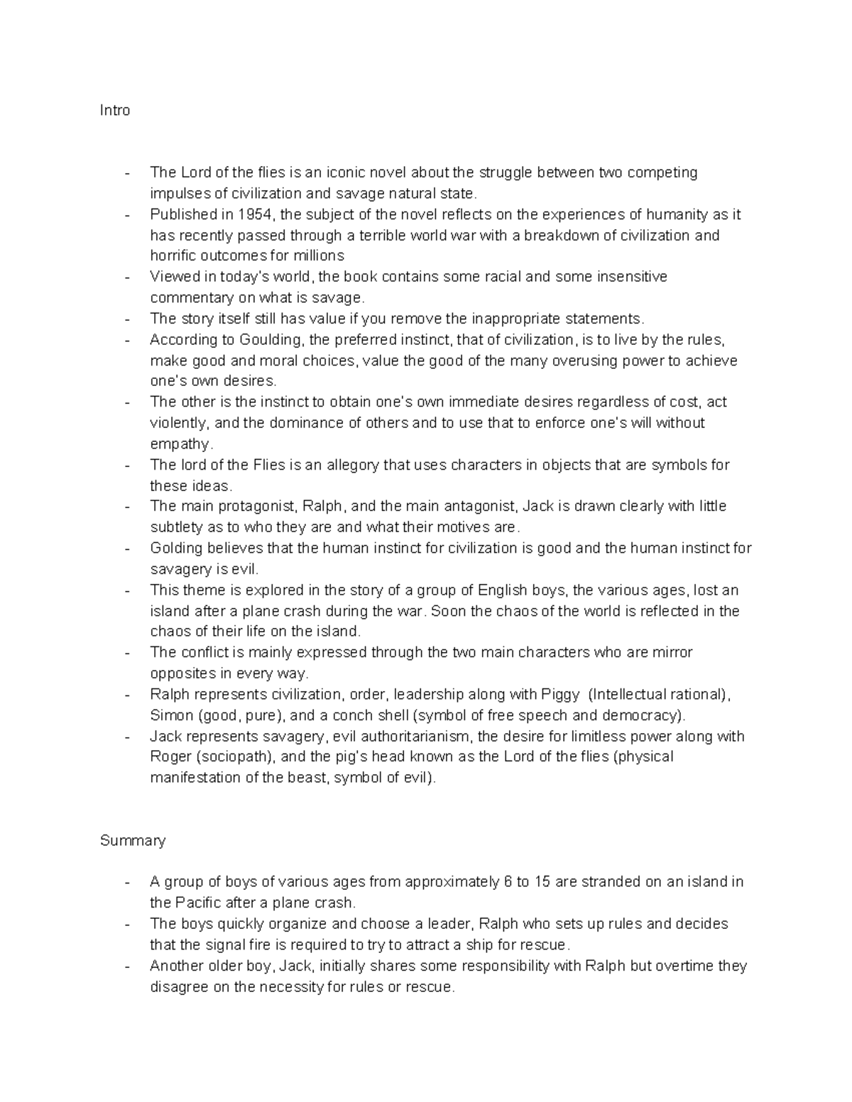 Lord of the Flies script-2 - Intro The Lord of the flies is an iconic ...