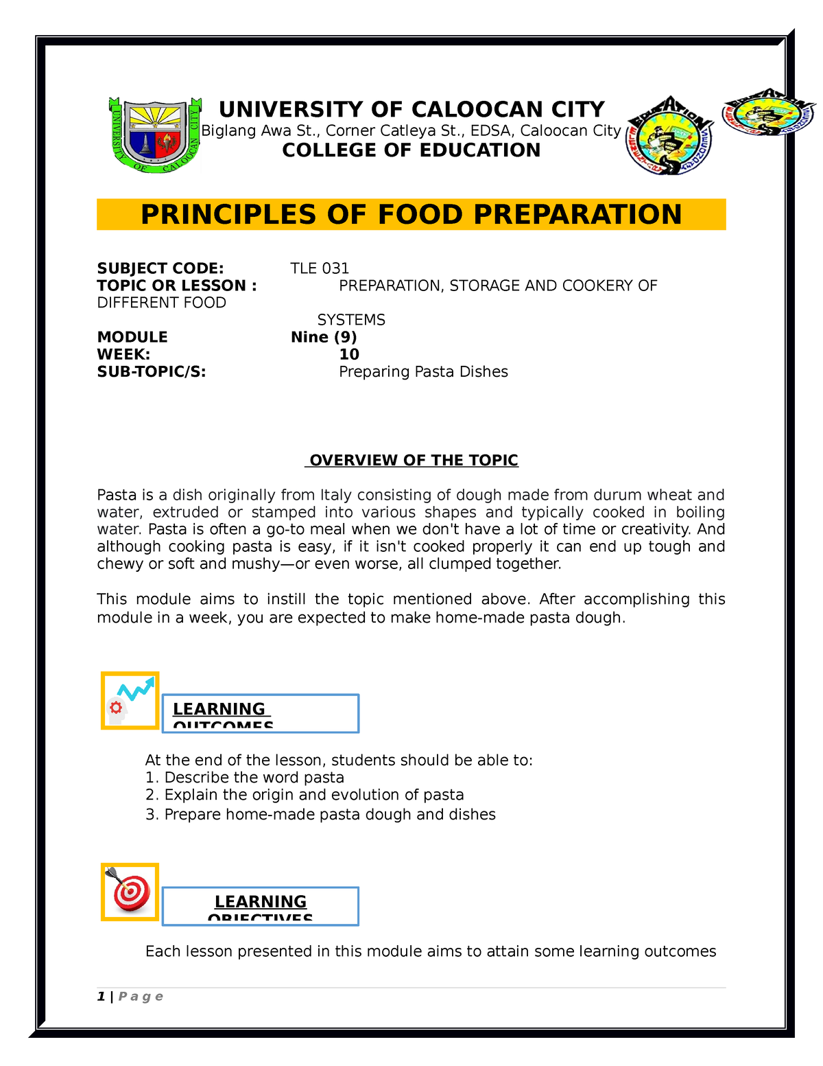 TLE 031 Module 9 PROF S COPY - UNIVERSITY OF CALOOCAN CITY Biglang Awa ...