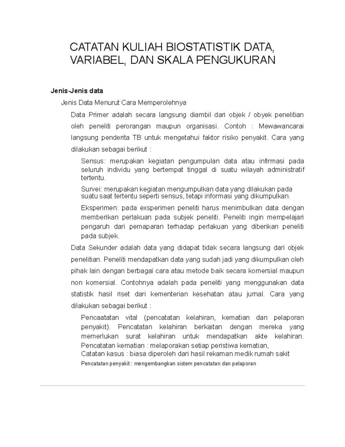 Catatan Kuliah Biostatistik DATA, Variabel, DAN Skala Pengukuran ...