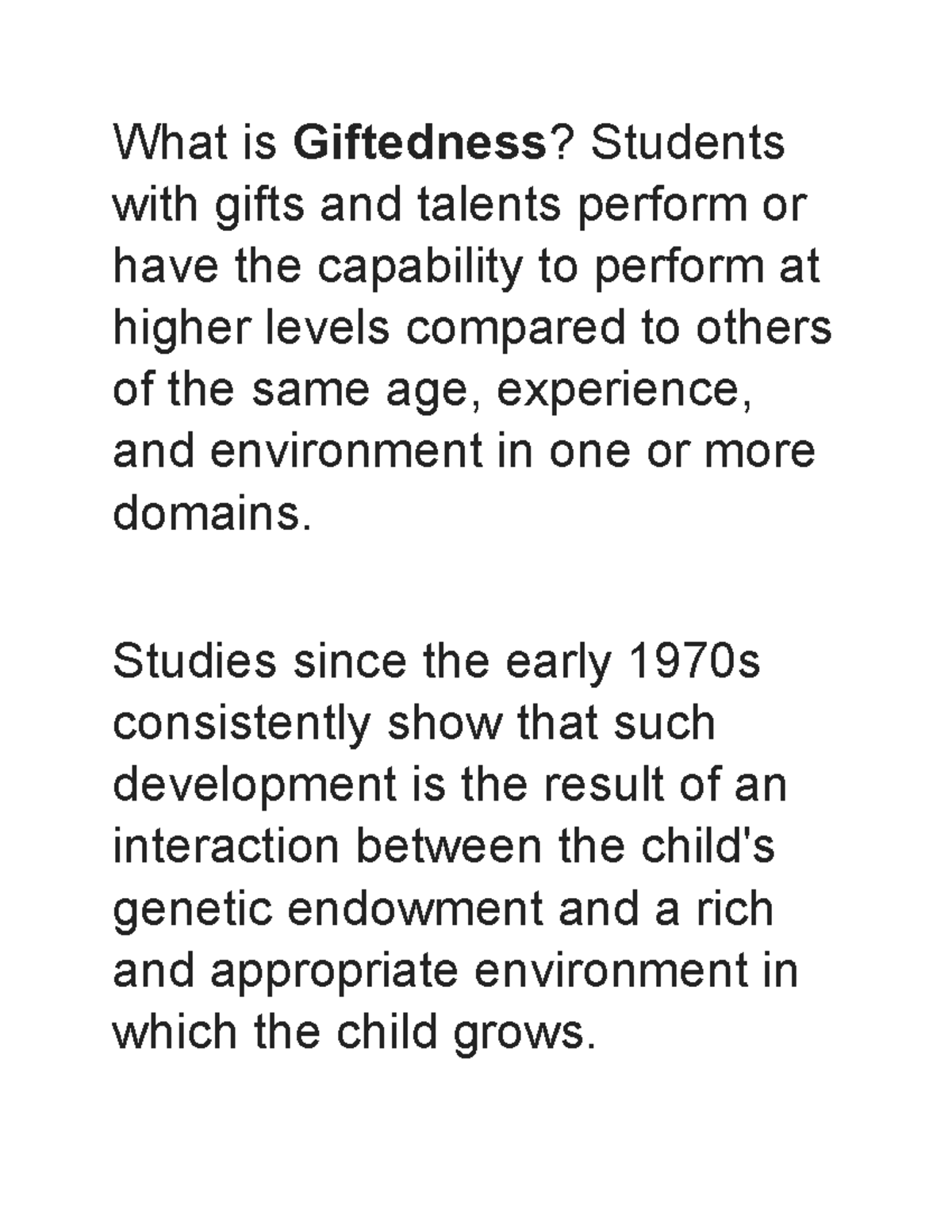 Giftedness infomercial script What is Giftedness? Students with gifts