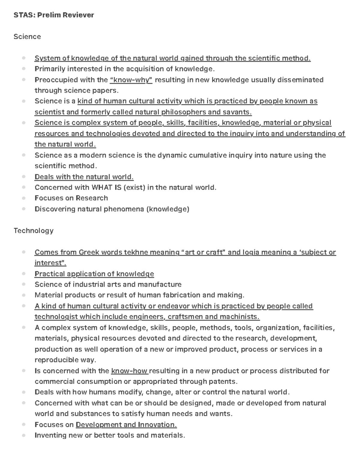 STAS-Prelim-Reviever - STAS: Prelim Reviever Science - Studocu