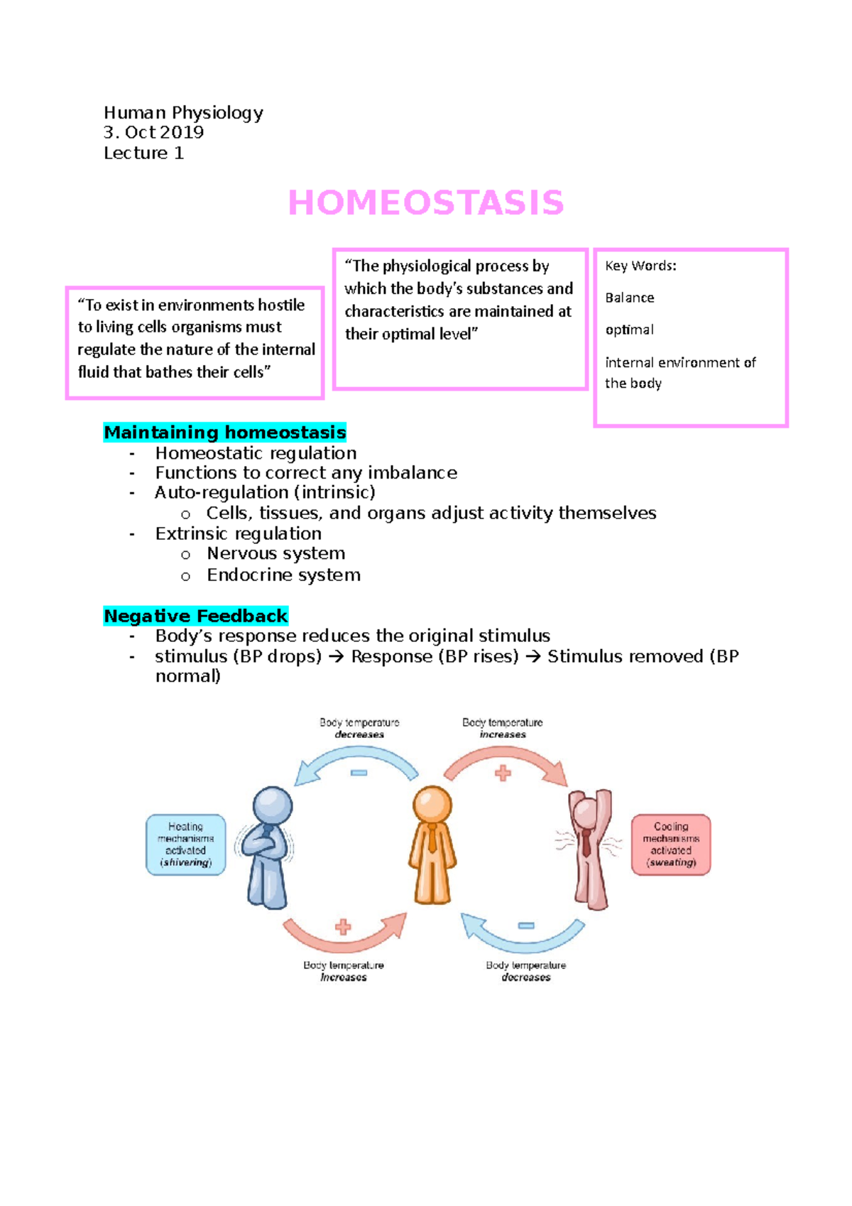 1 - Human Physiology - Lecturer: Ghazala Year 1 Biomedical Sciences ...