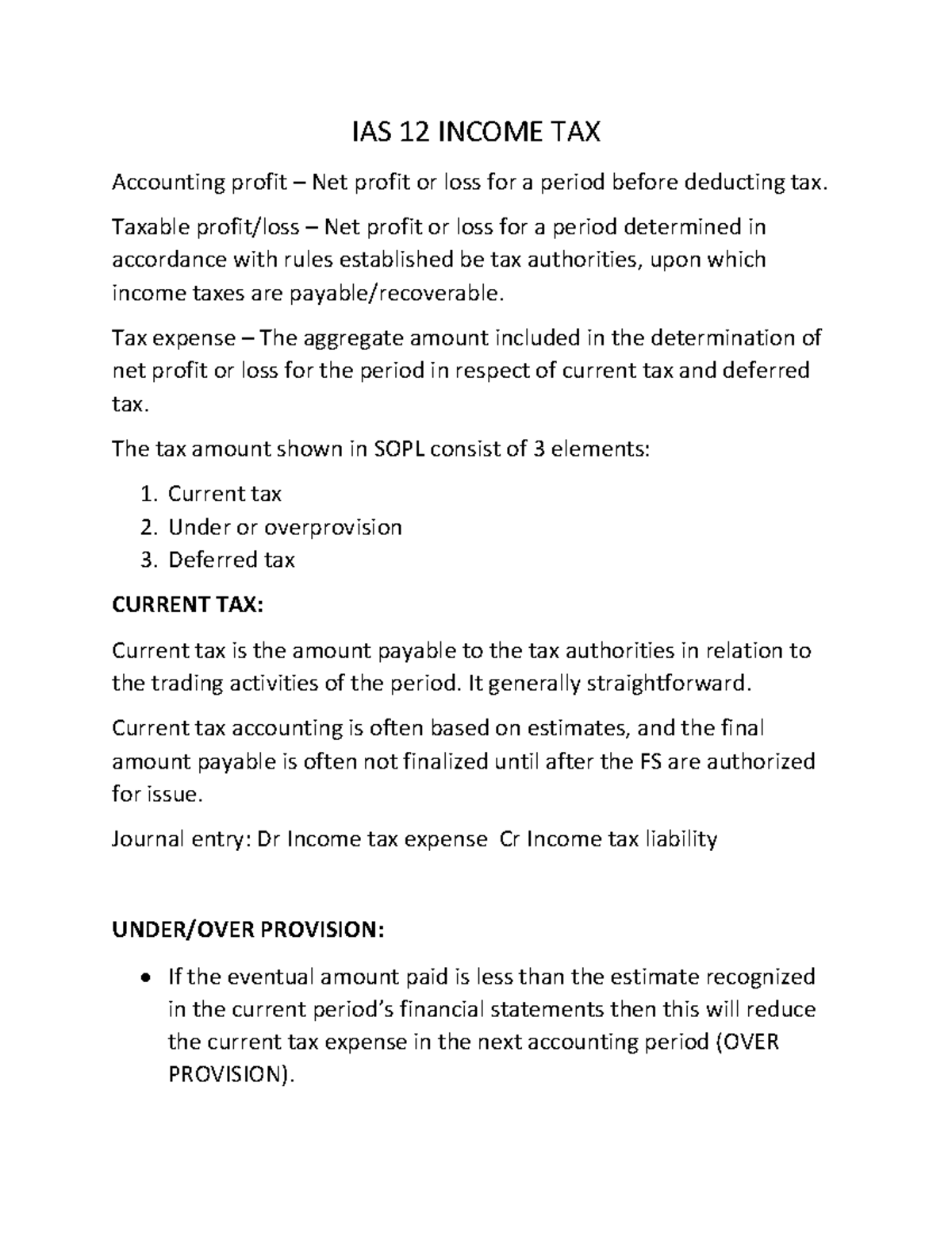 IAS 12 Income TAX - Concepts - IAS 12 INCOME TAX Accounting profit ...