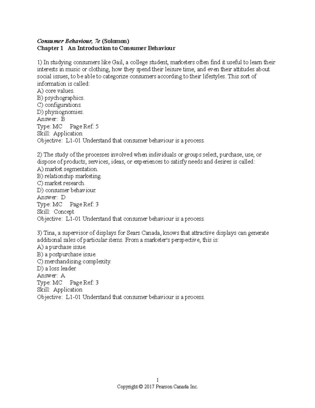 Exam 9 December 2018, questions and answers - Consumer Behaviour, 7e ...