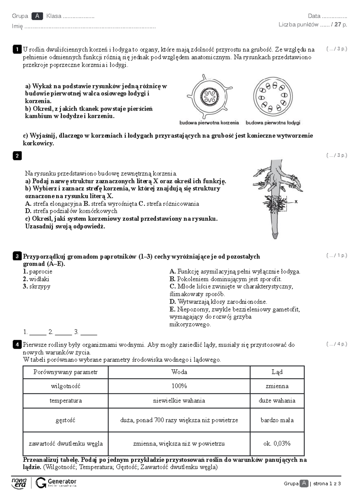 Sprawdzian Różnorodność Roślin Odpowiedzi Nowa Era www.studocu.com