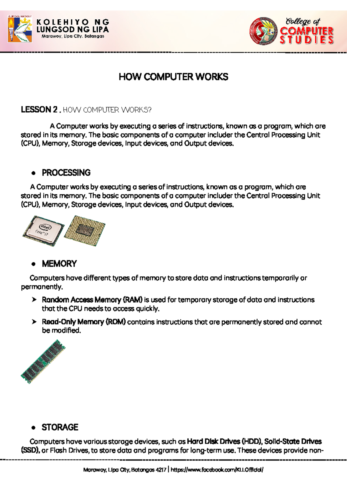Group 2 GEE102 2222 - How computer works - HOW COMPUTER WORKS LESSON 2 ...