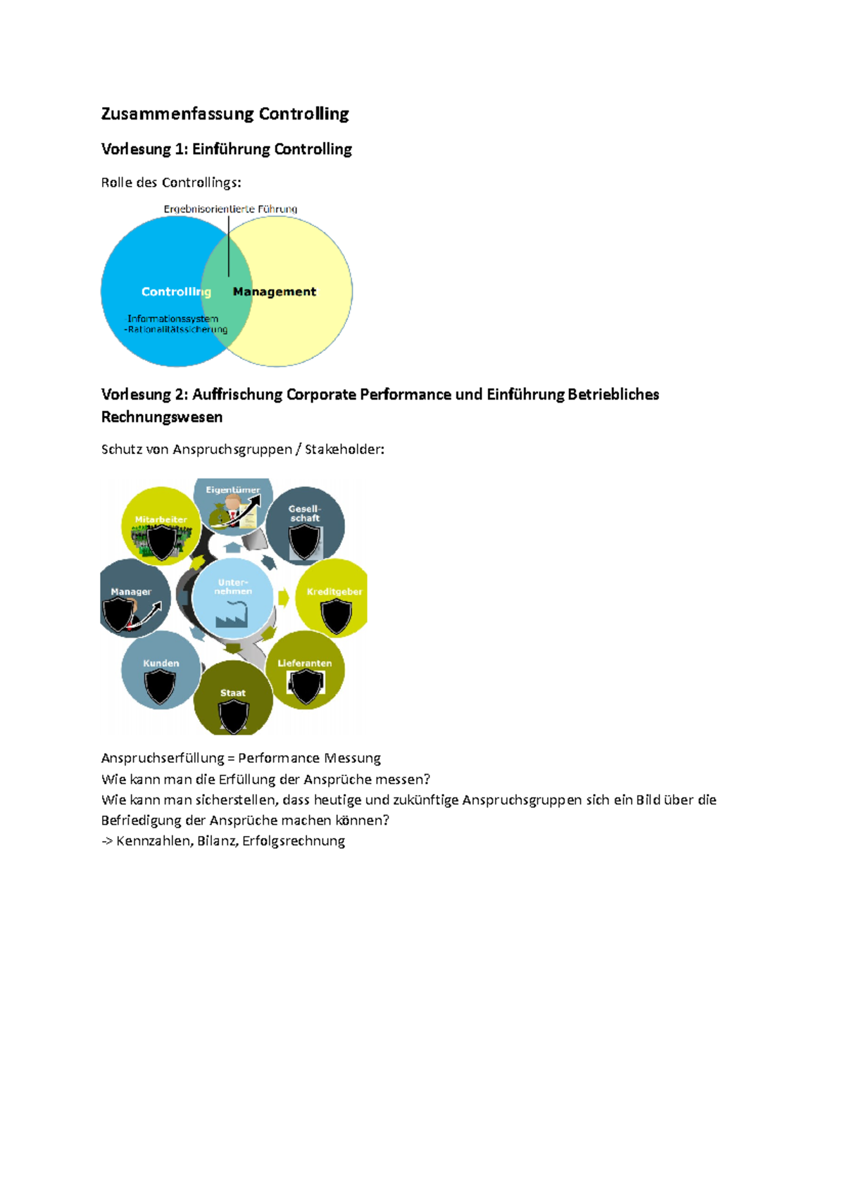 Zusammenfassung-Controlling - Zusammenfassung Controlling Vorlesung 1 ...