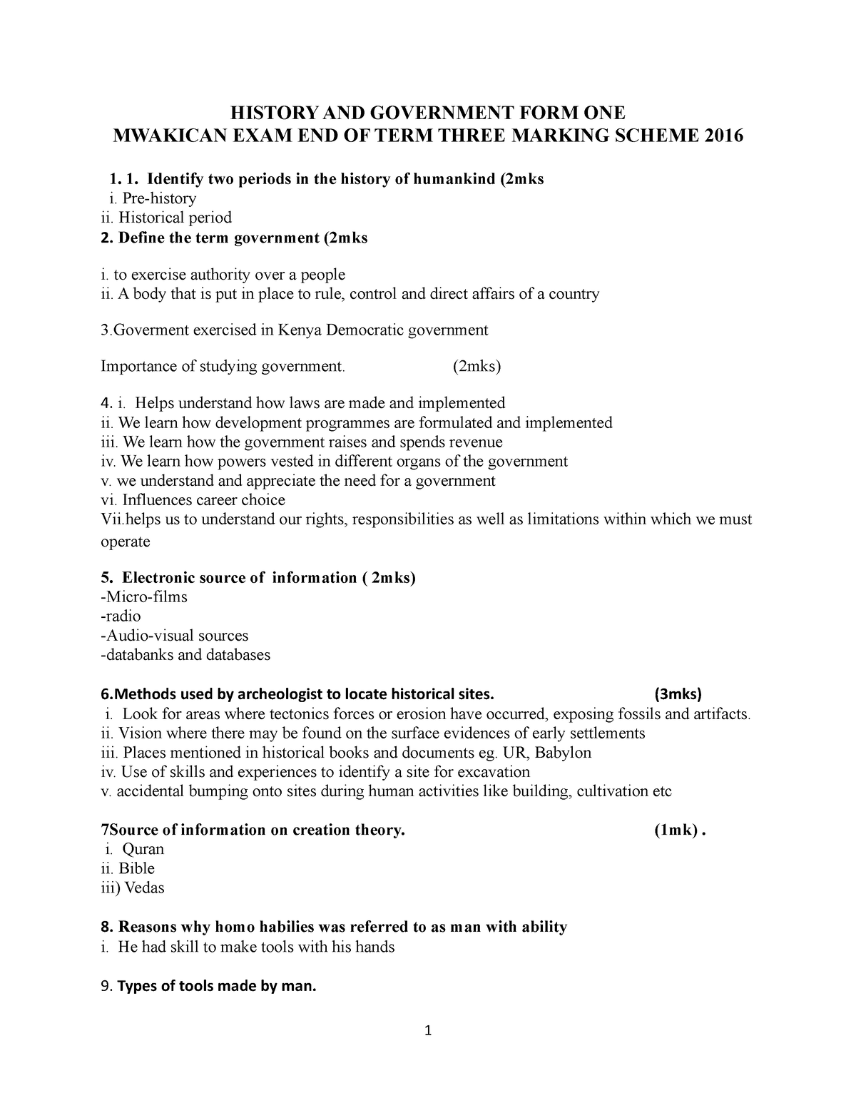 History Form 1 Ms Mod23042022001 HISTORY AND GOVERNMENT FORM ONE   Thumb 1200 1553 