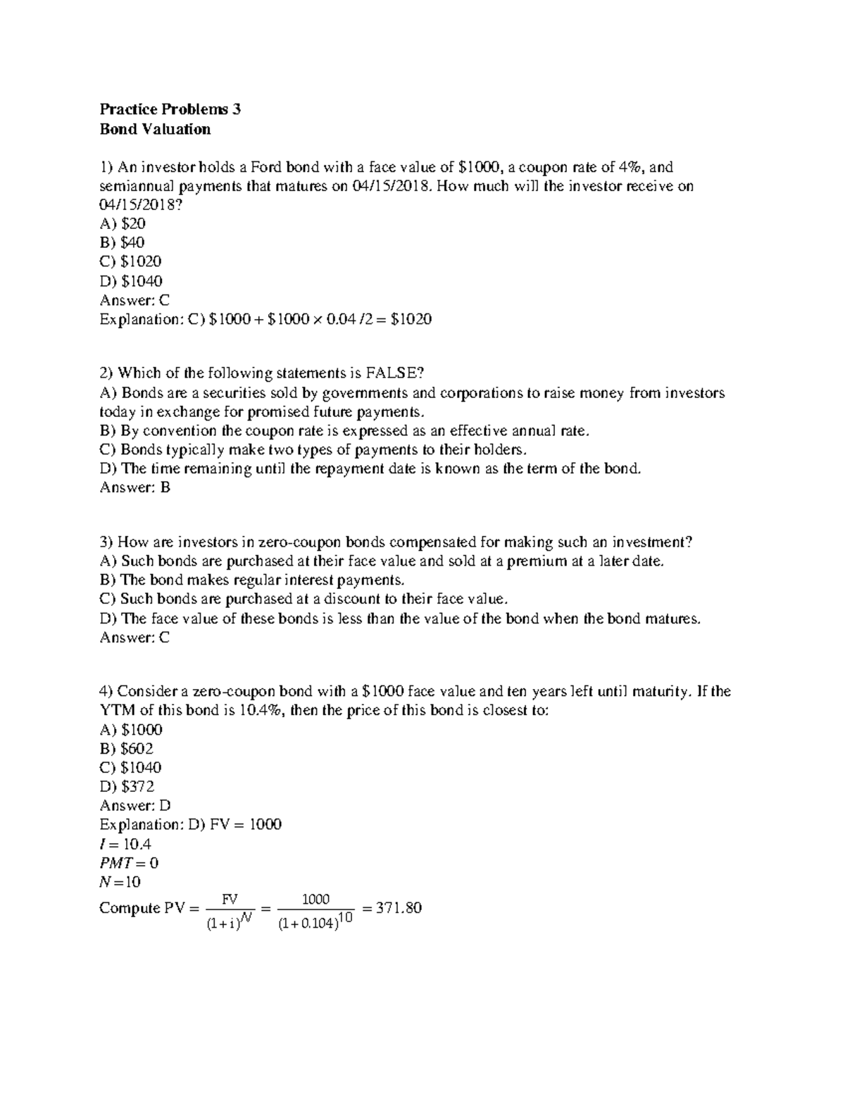 Practice+Problems+3+solution+ 2 - Practice Problems 3 Bond Valuation An ...