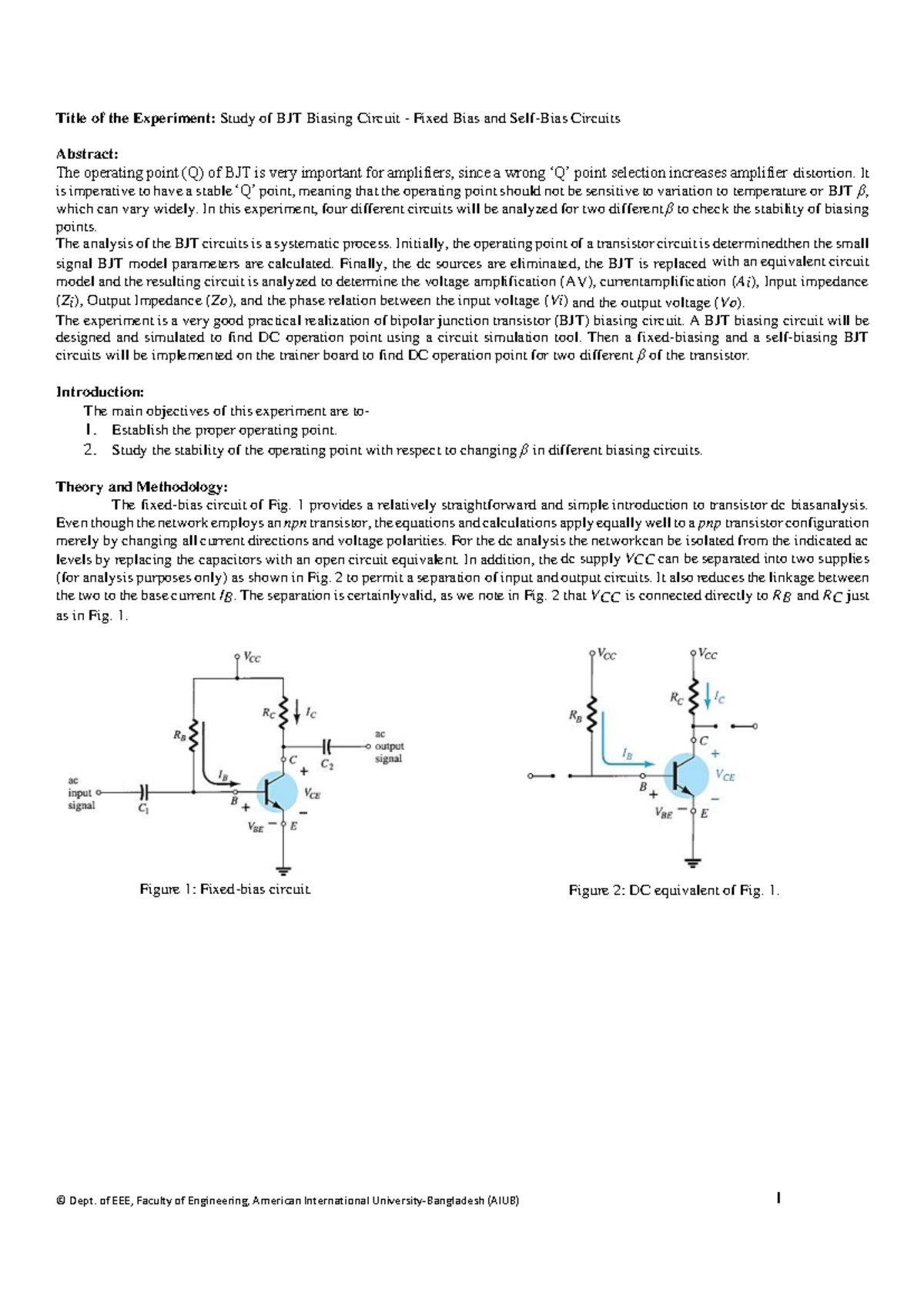 EDFinal EXP 6 final lab report 6 Study of BJT Biasingvoltage divider