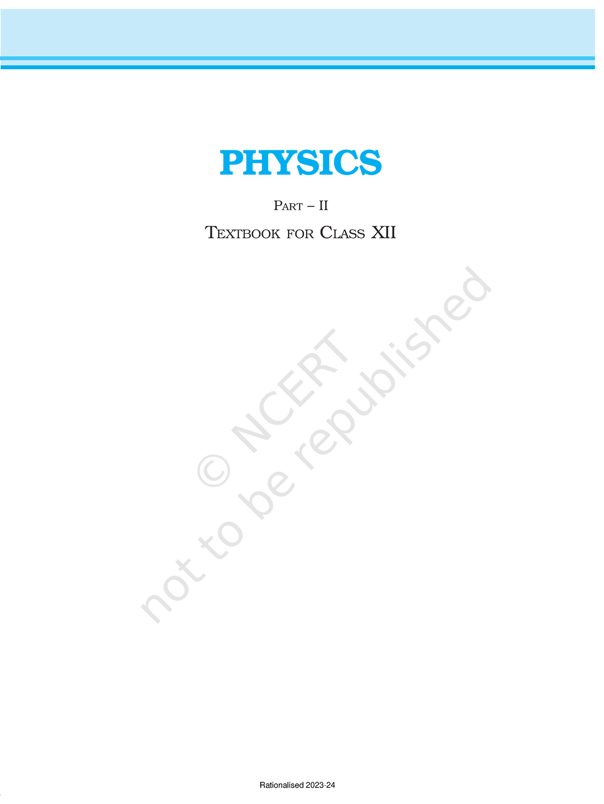 Mathematics Chap 2 - PHYSICS PART – II TEXTBOOK FOR CLASS XII First ...