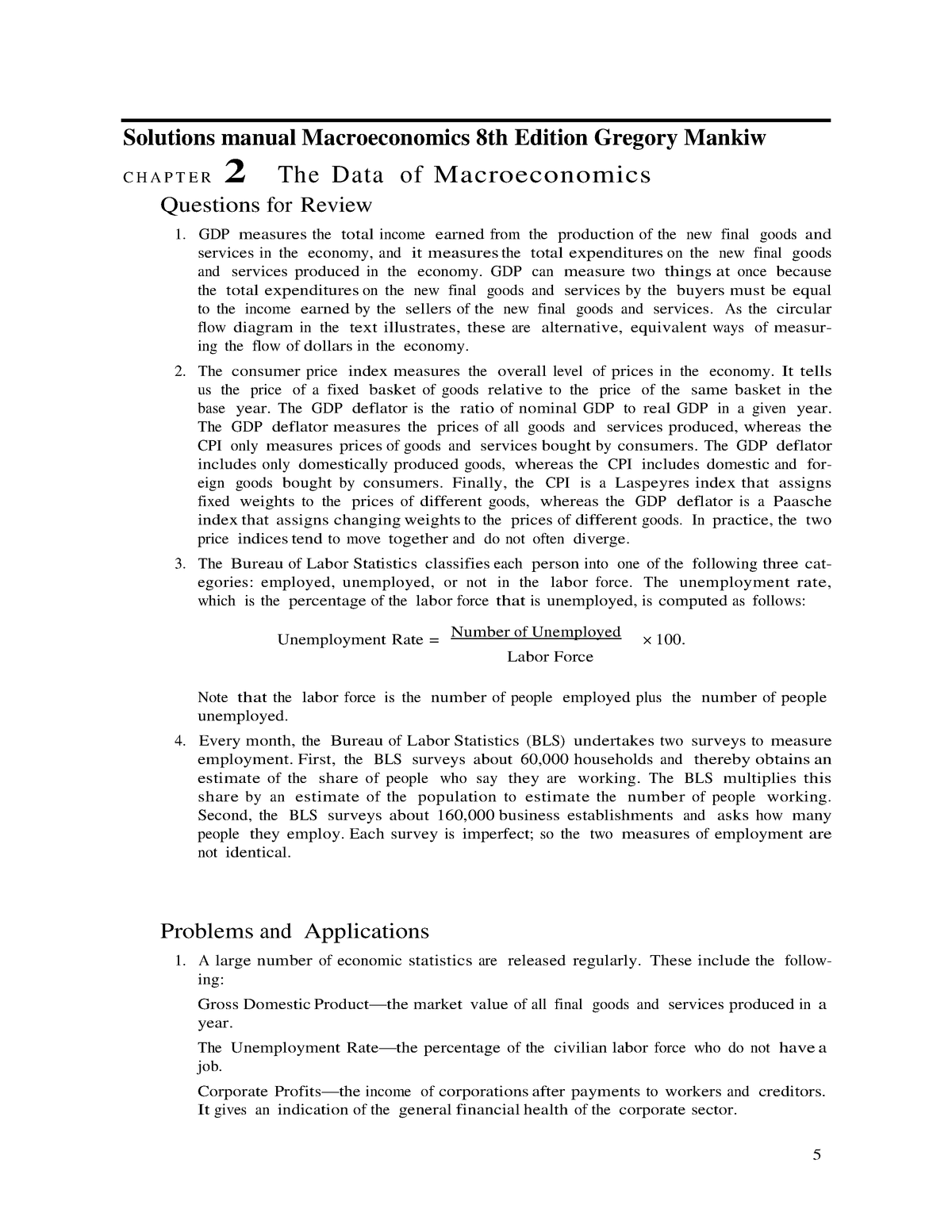 Mankiw macroeconomics 8th edition answer key solutions manual StuDocu