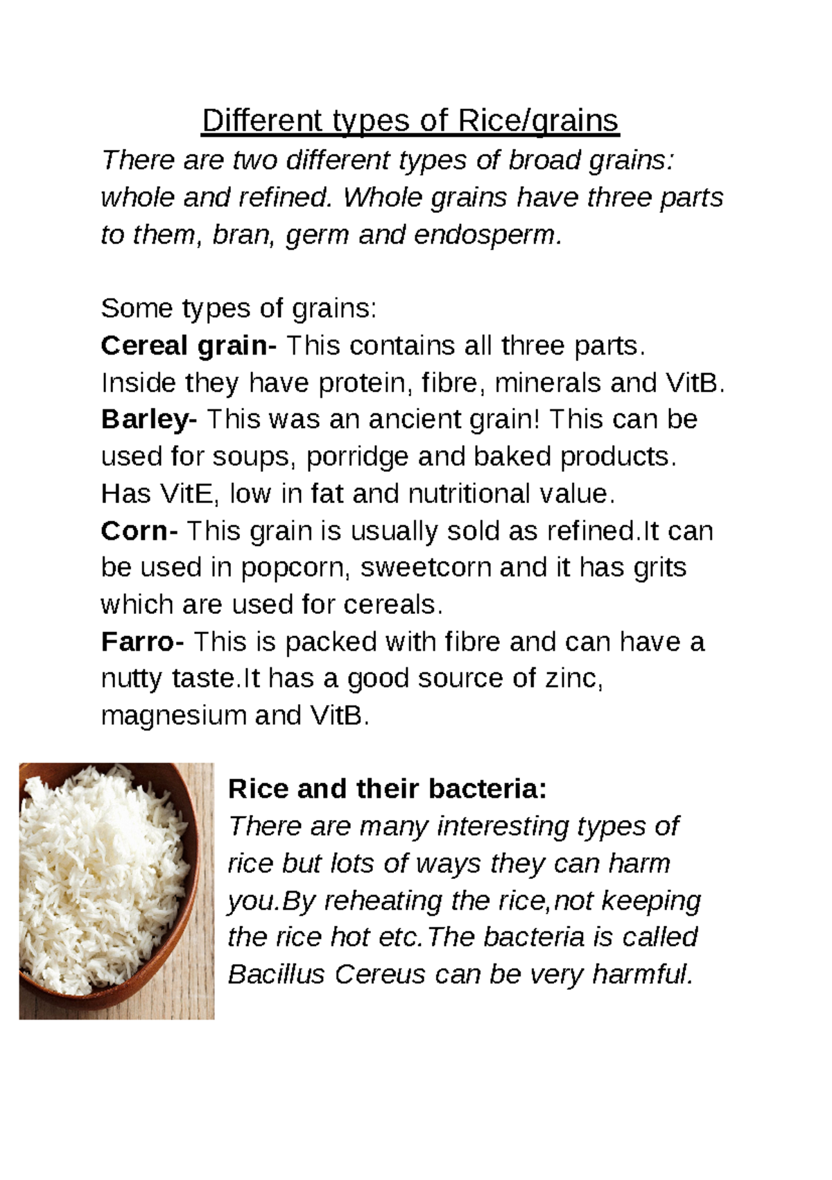 Different types of Rice grains - Google Docs - Different types of Rice ...