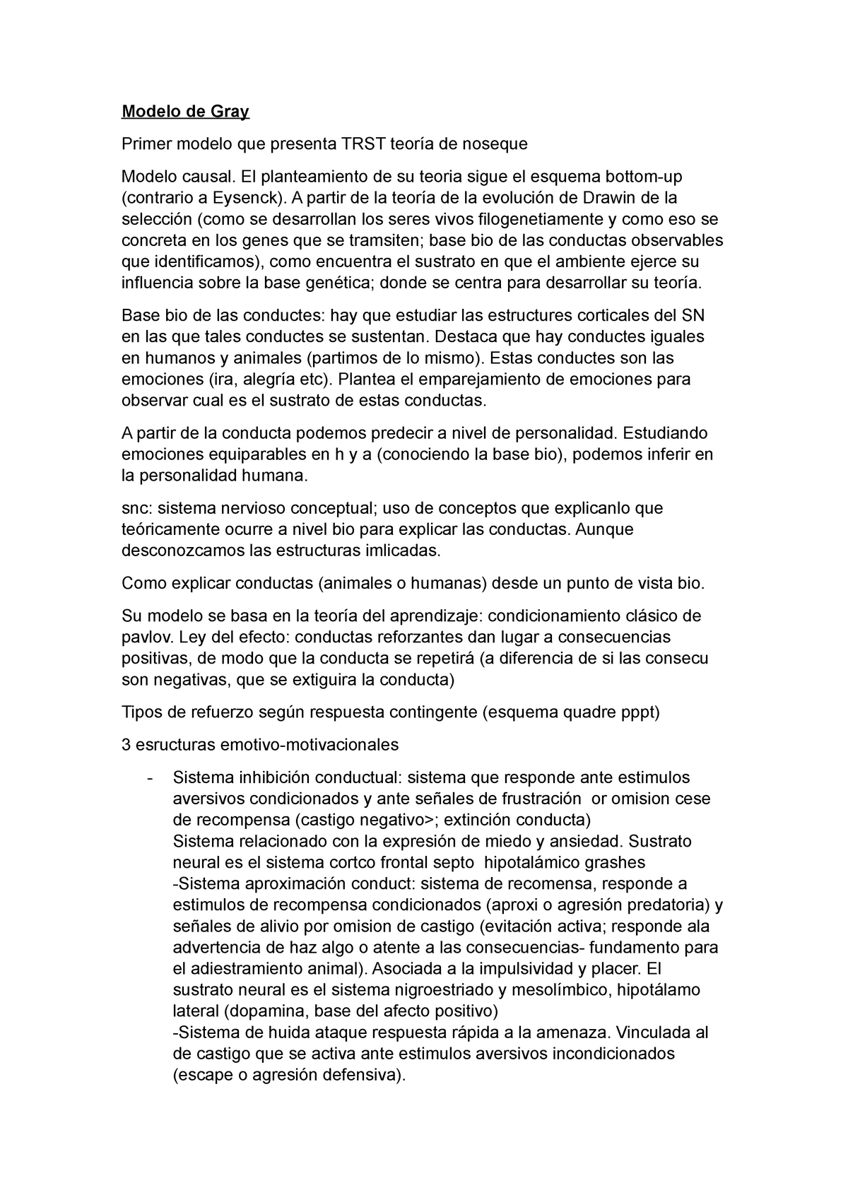 5. Modelo de Gray - Apuntes 5 - Modelo de Gray Primer modelo que presenta  TRST teoría de noseque - Studocu