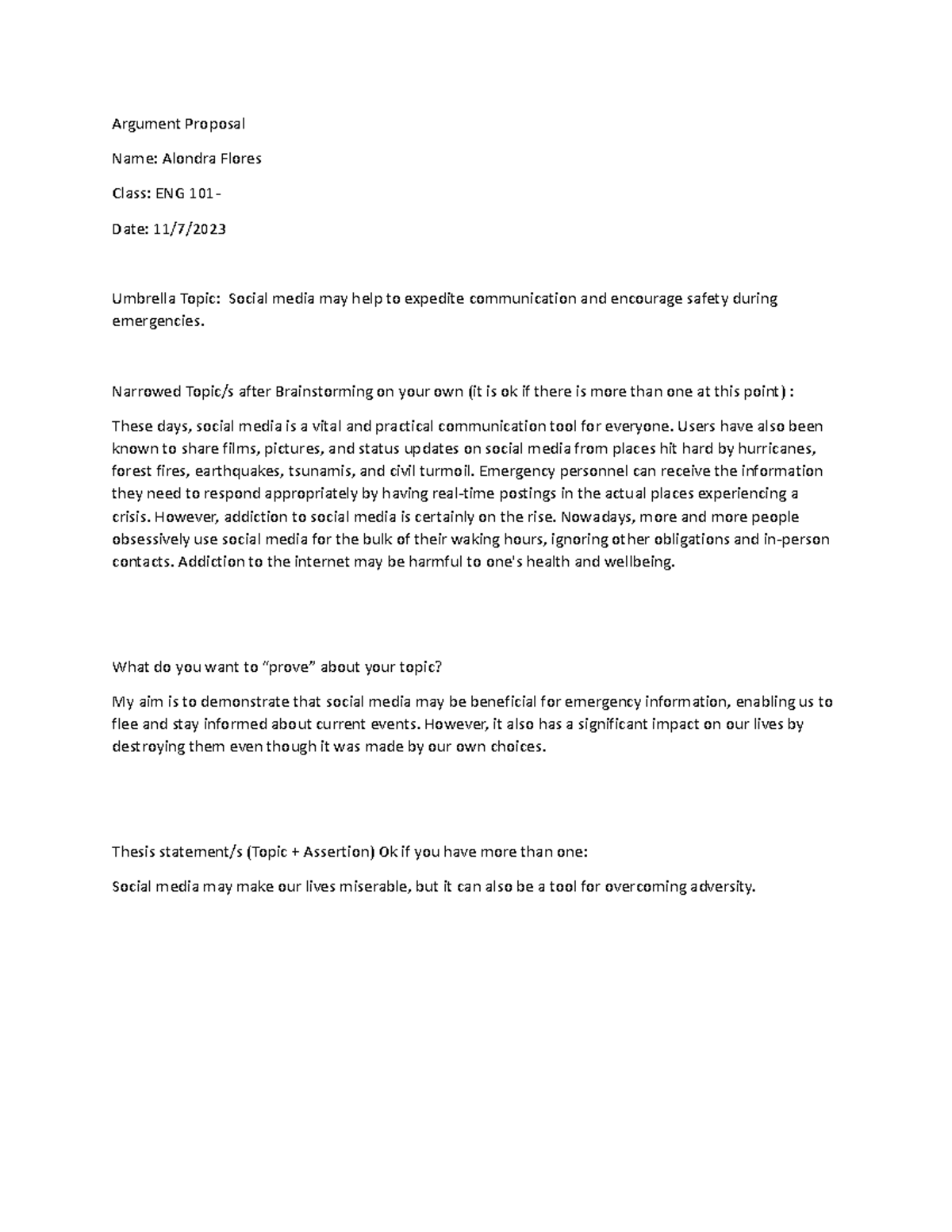 Argument Proposal (1) - ereerer 4e er re er er erer - Argument Proposal ...