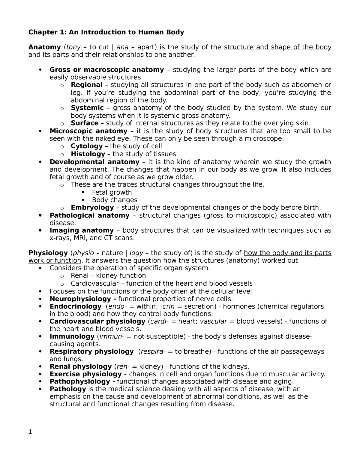 Chapter-1- Anaphy - Chapter 1: An Introduction To Human Body Anatomy ...