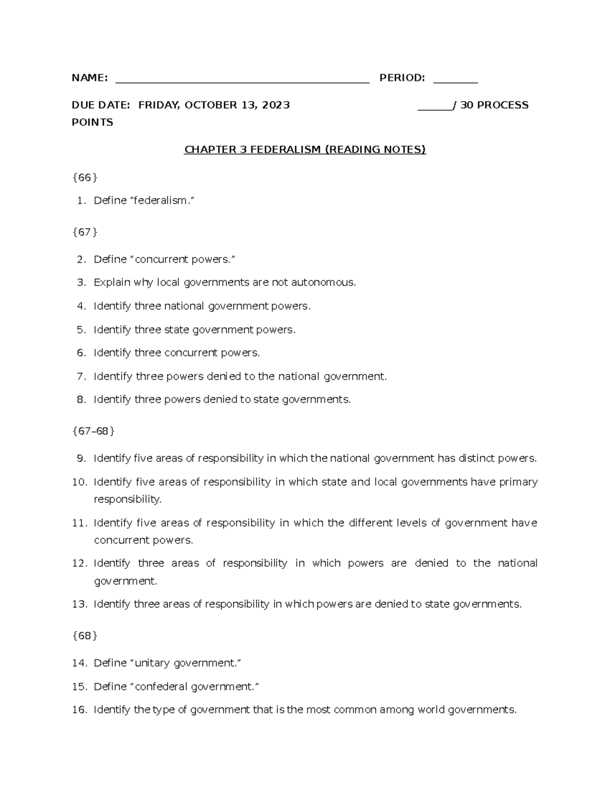 Chapter 3 APGov RNs 23 24 - NAME ...