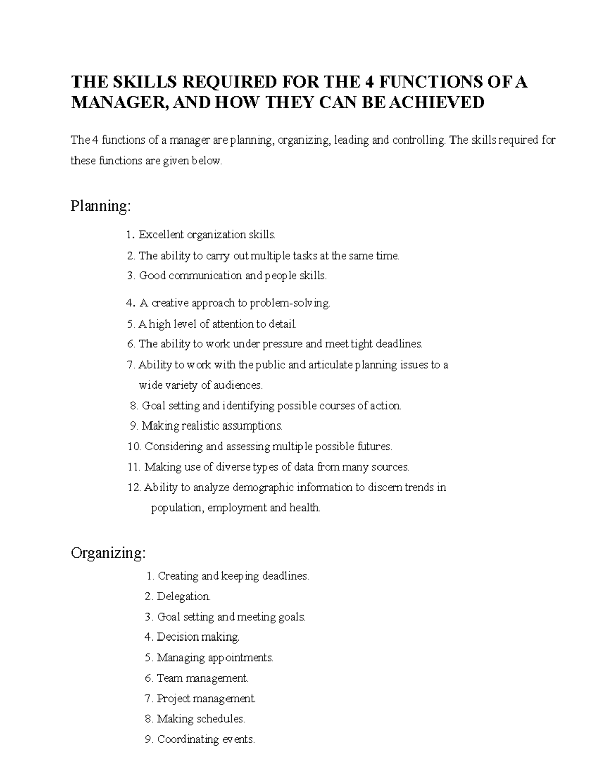 the-4-functions-of-a-manager-the-skills-required-for-the-4-functions