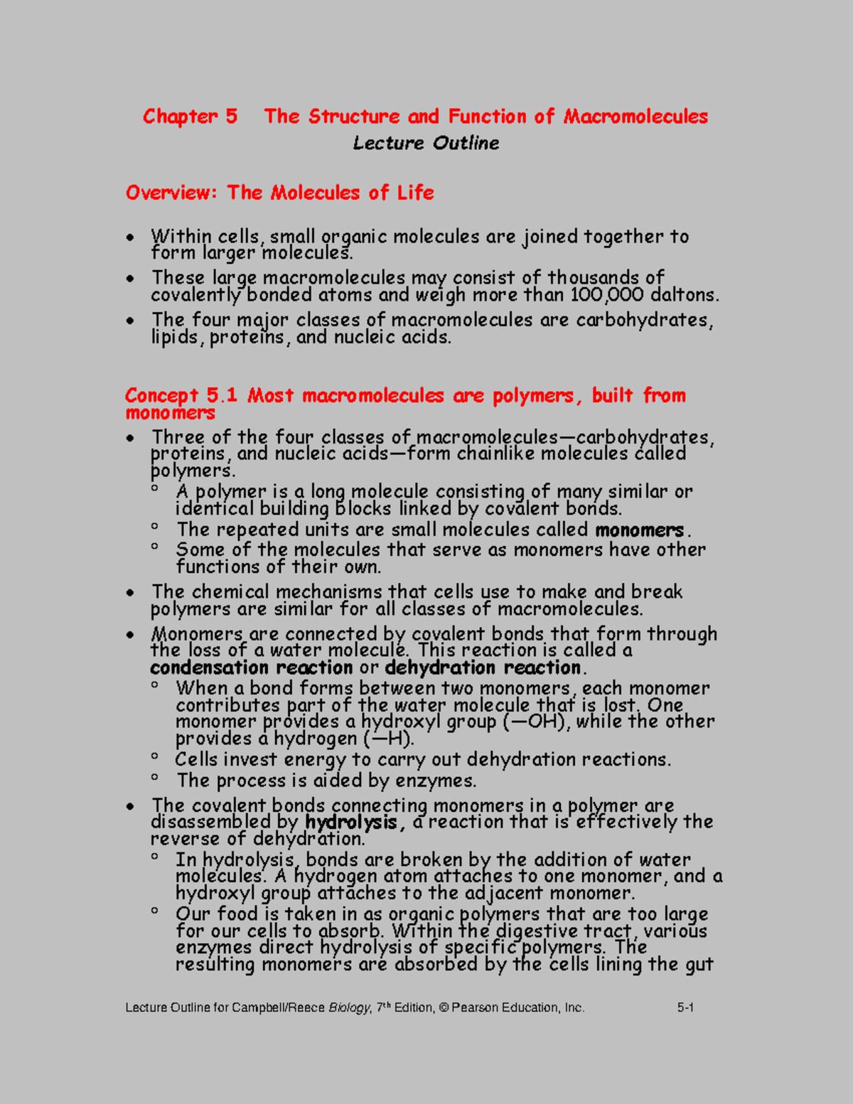 Chapter 5 campbell - Chapter 5 The Structure and Function of ...