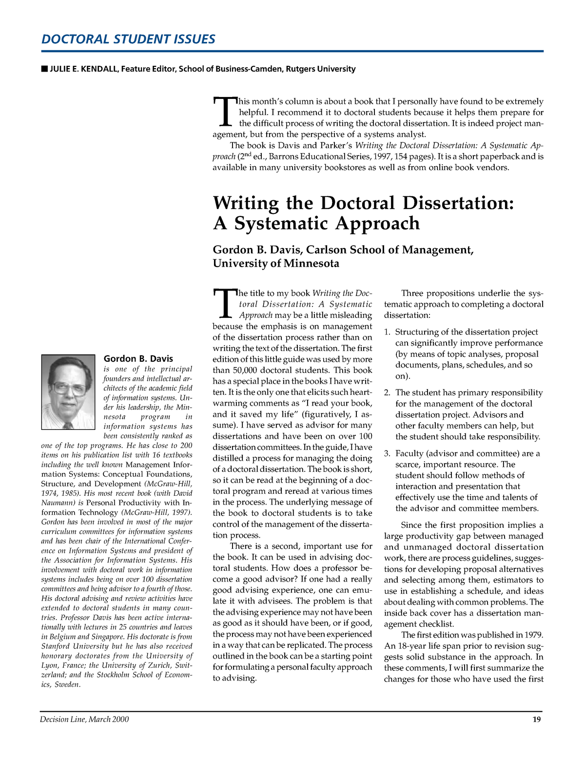 writing the doctoral dissertation a systematic approach