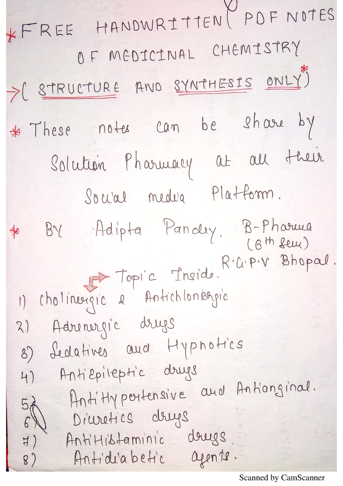 1. Medicinal Chemistry Structure Pdf Notes By Adipta Pandey - Bachelor ...