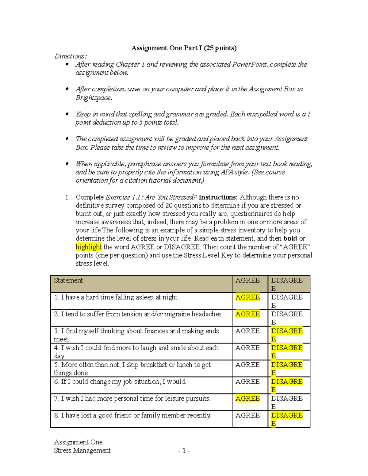 Assignment 1 - After completion, save on your computer and place it in ...