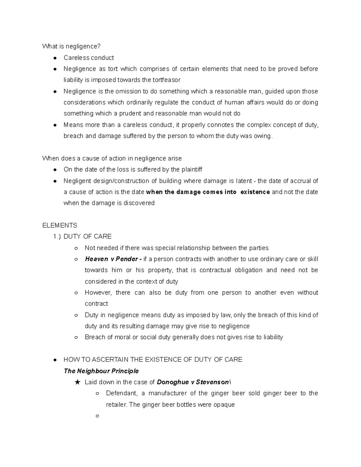 Negligence - DUTY OF CARE - What is negligence? Careless conduct ...