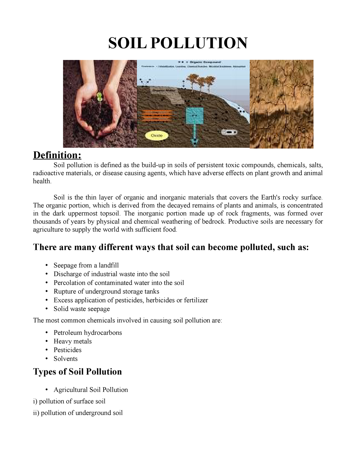 E -Soil Pollution - Dr. Sathian - SOIL POLLUTION Definition: Soil ...