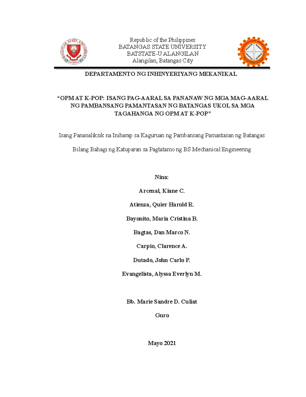 Group 2 Methodology - Republic of the Philippines BATANGAS STATE ...