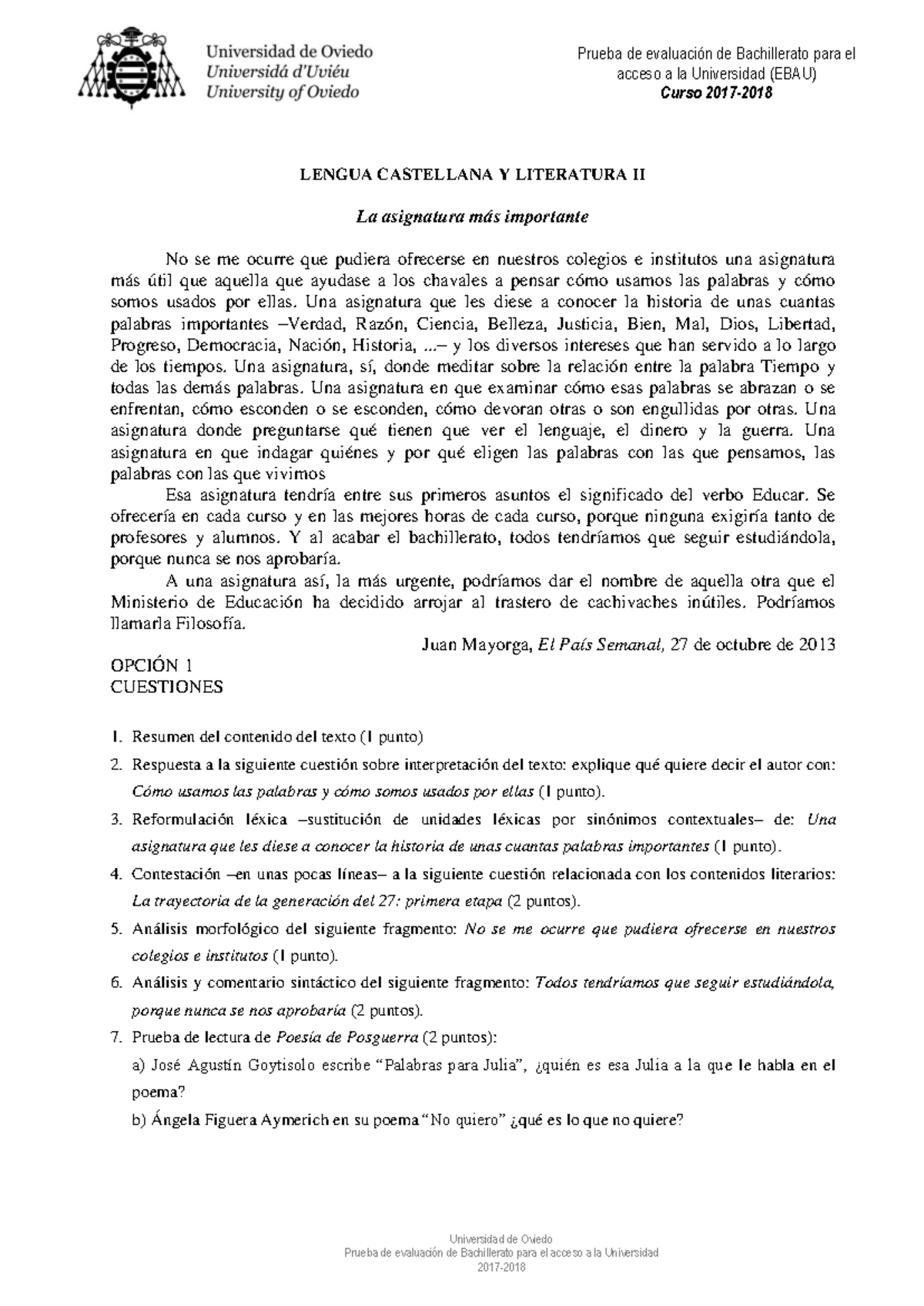 17-18JUL. Lengua Castellana y literatura II - Prueba de evaluación de ...