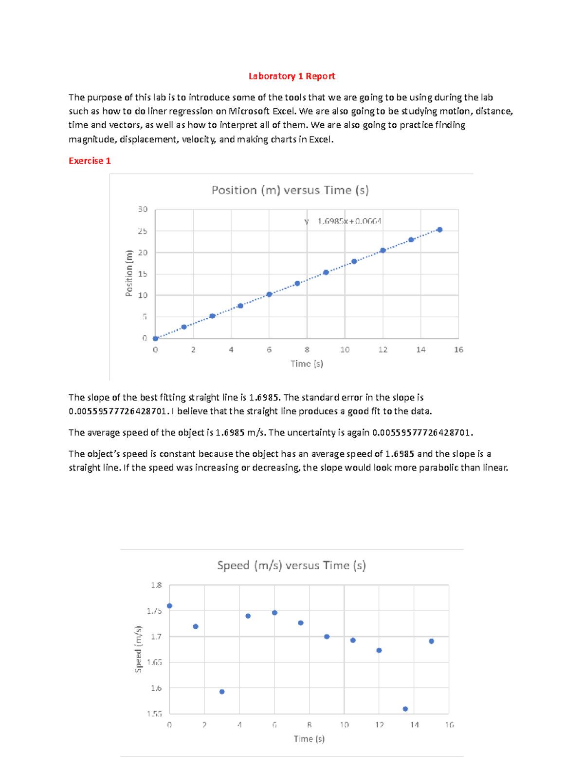 Phys 221 Lab 1 Report - Laboratory 1 Report The purpose of this lab is ...