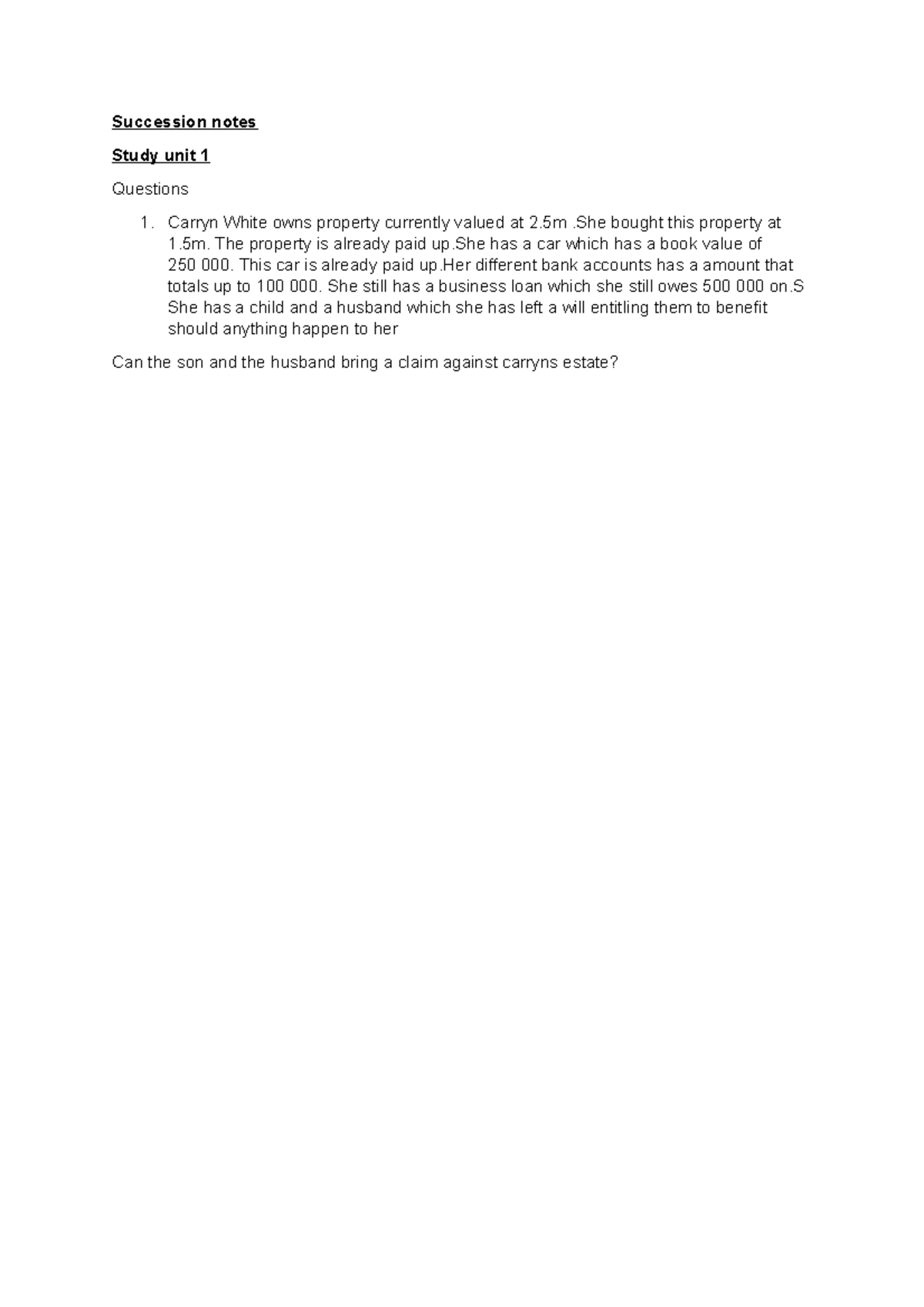 Succesion notes of Topic 1 of Law of Sucession - Succession notes Study ...