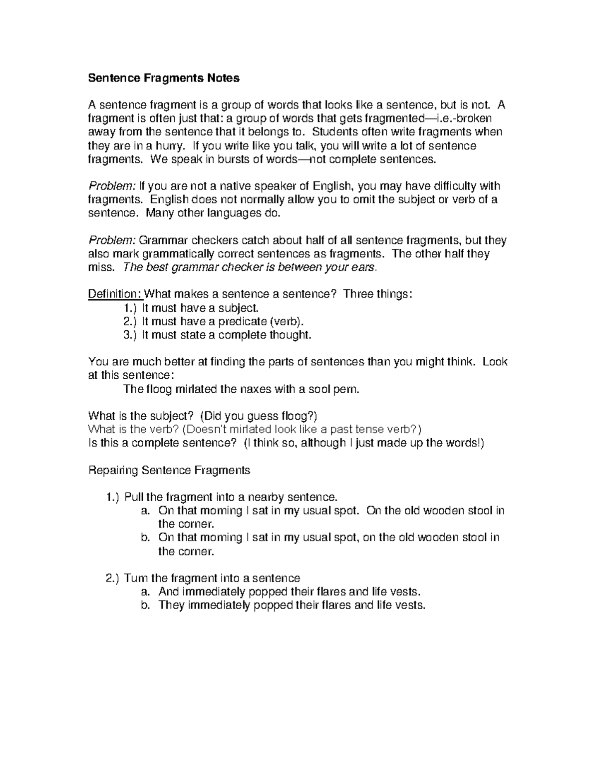 sentence-fragments-notes-arial-sentence-fragments-notes-a-sentence